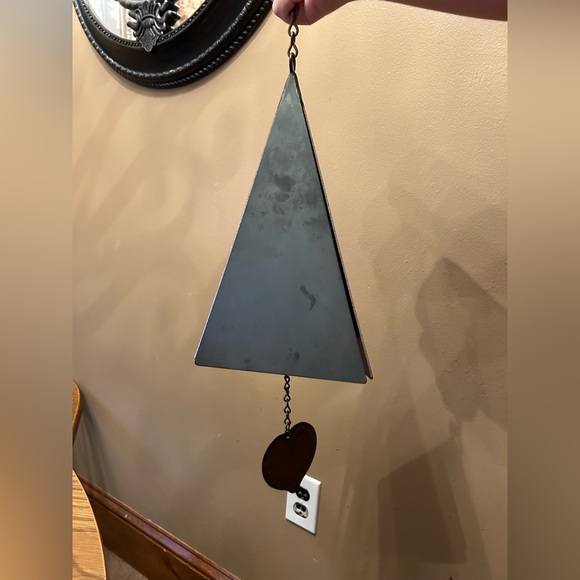 Other - Vintage triangle wind chime 12" tall x 8" - heavy metal